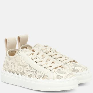 buy designer Chloé Lauren lace sneakers in beige