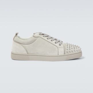 buy designer Christian Louboutin Louis Junior Spikes suede sneakers in grey