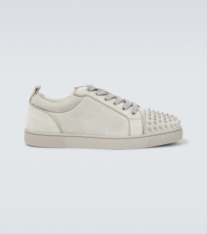 buy designer Christian Louboutin Louis Junior Spikes suede sneakers in grey