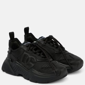 buy designer Dolce & Gabbana Daymaster suede-trimmed sneakers in black