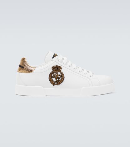 buy designer Dolce & Gabbana Portofino low-top leather sneakers in white