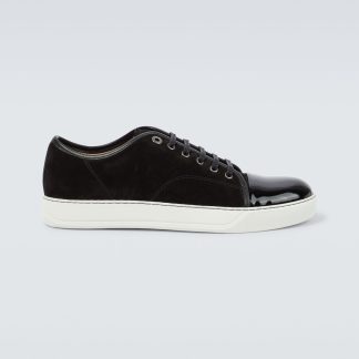 buy designer Lanvin DBB1 suede and patent leather sneakers in black