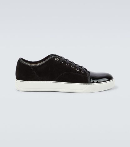 buy designer Lanvin DBB1 suede and patent leather sneakers in black