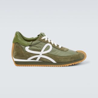 buy designer Loewe Flow Runner leather-trimmed sneakers in green