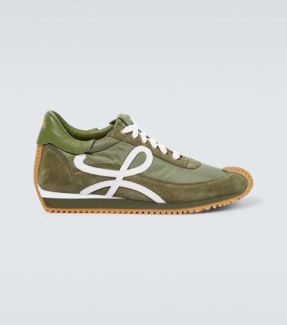 buy designer Loewe Flow Runner leather-trimmed sneakers in green