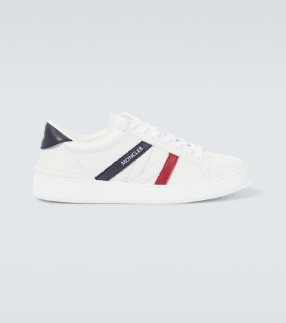 buy designer Moncler Monaco faux leather sneakers in white