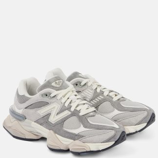 buy designer New Balance 9060 suede-trimmed sneakers in grey