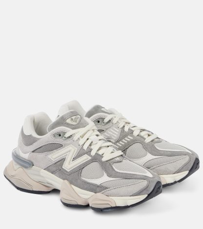 buy designer New Balance 9060 suede-trimmed sneakers in grey