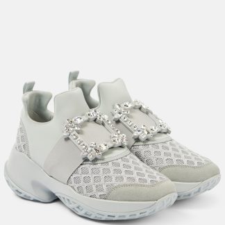 buy designer Roger Vivier Viv' Run embellished sneakers in grey