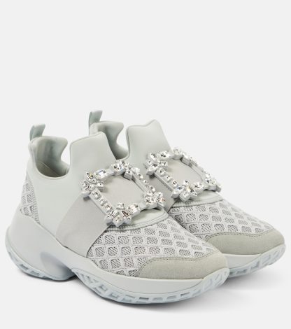 buy designer Roger Vivier Viv' Run embellished sneakers in grey