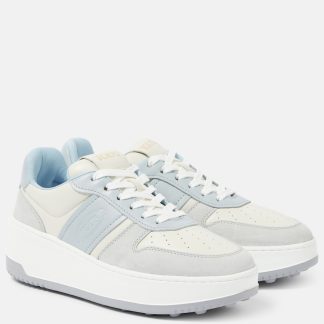 buy designer Tods Leather-trimmed sneakers in grey