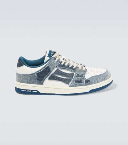 buy luxury Amiri Skel Top Low leather-trimmed sneakers in blue