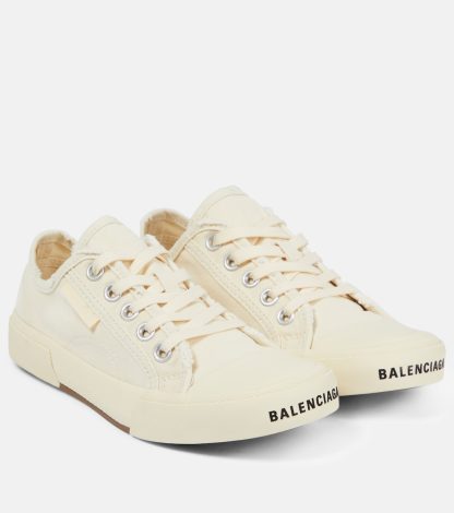 buy luxury Balenciaga Paris low-top canvas sneakers in white