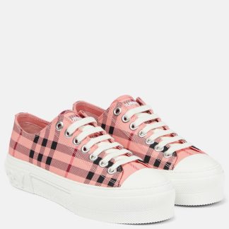 buy luxury Burberry Vintage Check canvas sneakers in pink