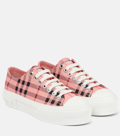 buy luxury Burberry Vintage Check canvas sneakers in pink