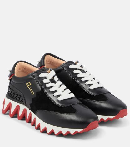 buy luxury Christian Louboutin Loubishark leather sneakers in black