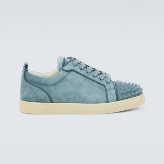 buy luxury Christian Louboutin Louis Junior Spikes suede sneakers in blue