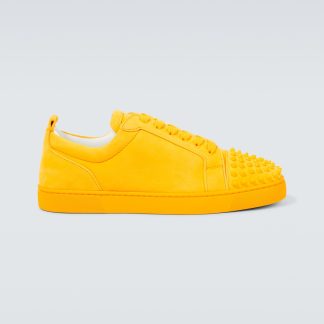 buy luxury Christian Louboutin Louis Junior Spikes suede sneakers in yellow