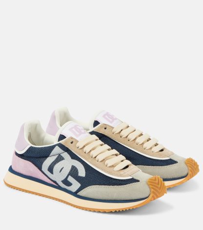 buy luxury Dolce & Gabbana Logo suede sneakers in blue