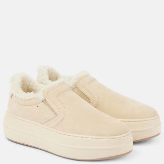 buy luxury Hogan Skyscraper suede platform slip-on sneakers in white