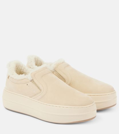 buy luxury Hogan Skyscraper suede platform slip-on sneakers in white