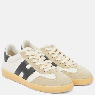 buy luxury Hogan Suede-trimmed leather sneakers in multicoloured