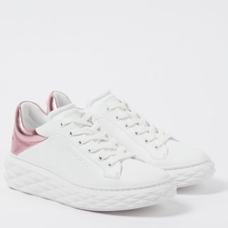 buy luxury Jimmy Choo Diamond Maxi/F II leather sneakers in white