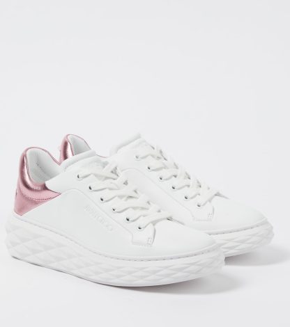 buy luxury Jimmy Choo Diamond Maxi/F II leather sneakers in white