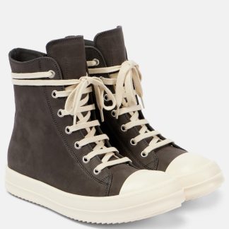 buy luxury Rick Owens Geobasket suede high-top sneakers in grey