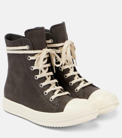 buy luxury Rick Owens Geobasket suede high-top sneakers in grey