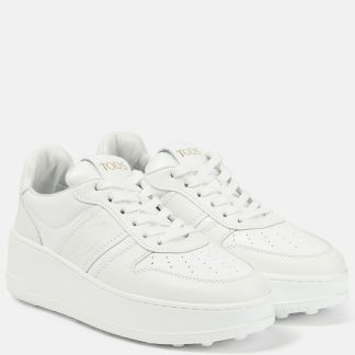 buy luxury Tods Leather platform sneakers in white