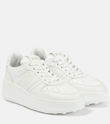 buy luxury Tods Leather platform sneakers in white