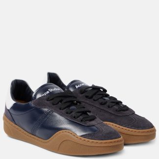 cheap designer Acne Studios Logo suede-trimmed sneakers in grey