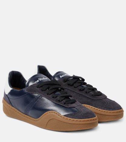 cheap designer Acne Studios Logo suede-trimmed sneakers in grey