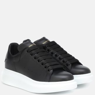 cheap designer Alexander McQueen Oversized leather sneakers in black