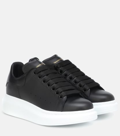 cheap designer Alexander McQueen Oversized leather sneakers in black