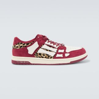 cheap designer Amiri Leopard Skel Top Low leather sneakers in multicoloured