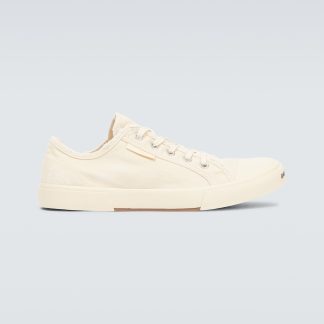 cheap designer Balenciaga Paris canvas low-top sneakers in beige