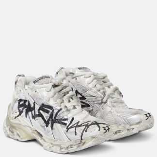 cheap designer Balenciaga Runner Graffiti leather sneakers in white