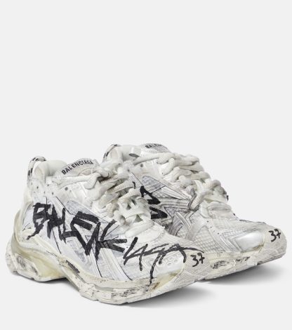 cheap designer Balenciaga Runner Graffiti leather sneakers in white