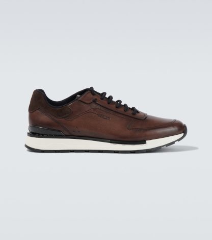 cheap designer Berluti Fast Track leather sneakers in brown