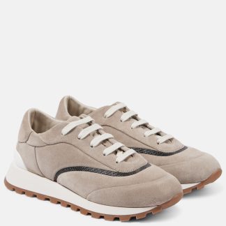 cheap designer Brunello Cucinelli Suede sneakers in beige