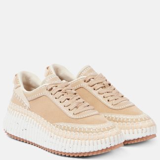 cheap designer Chloé Nama suede sneakers in beige