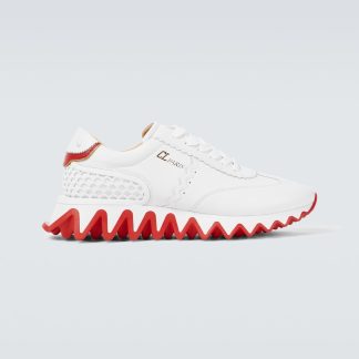 cheap designer Christian Louboutin Loubishark leather sneakers in white