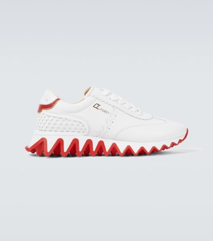 cheap designer Christian Louboutin Loubishark leather sneakers in white