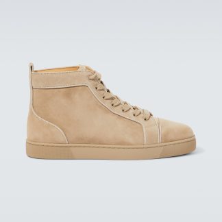 cheap designer Christian Louboutin Louis suede high-top sneakers in beige