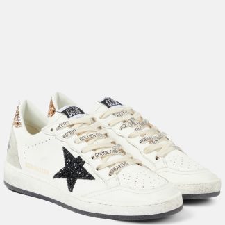 cheap designer Golden Goose Ball Star glitter leather sneakers in white