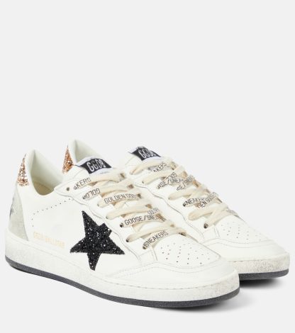 cheap designer Golden Goose Ball Star glitter leather sneakers in white