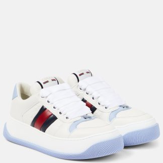 cheap designer Gucci Double Screener leather-trimmed sneakers in multicoloured