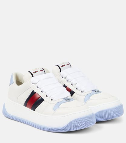 cheap designer Gucci Double Screener leather-trimmed sneakers in multicoloured